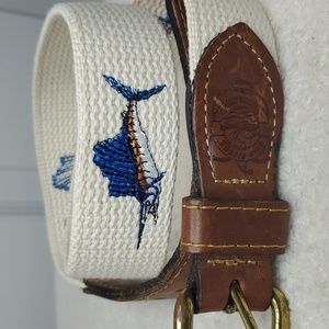 Vintage Reef Riders Florida Keys Embroidered Marlin Fish Belt SZ 28